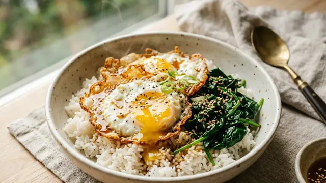 Illustrative image for 15-Minute Honey-Soy Glazed Crispy Egg Rice Bowl