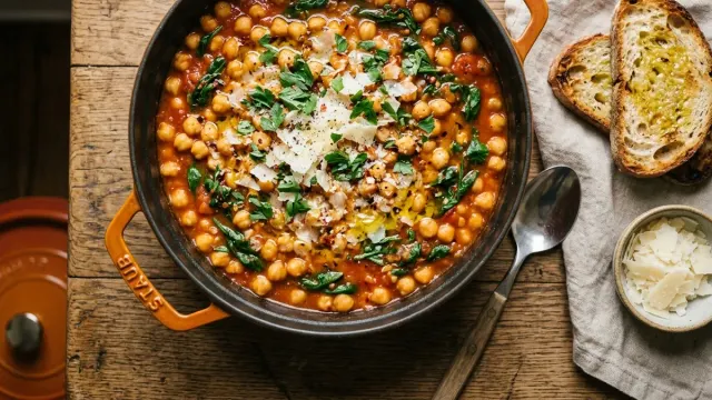 Illustrative image for One-Pot Braised Chickpeas San Marzano Spinach